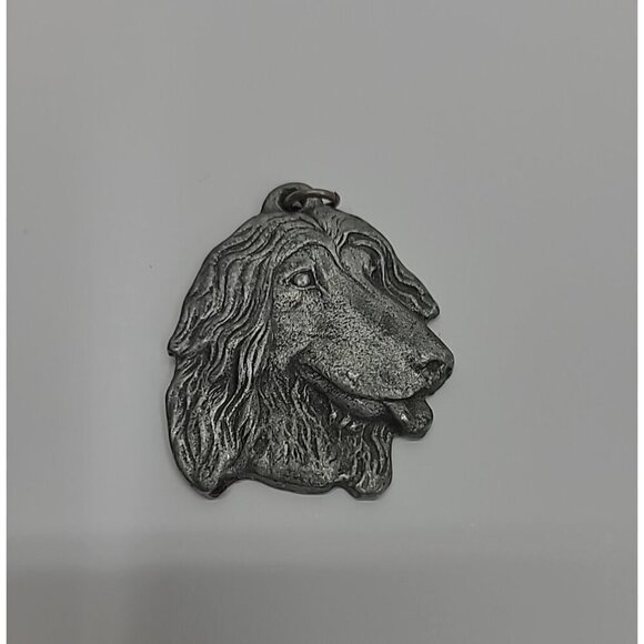 Vintage 1982 Rawcliffe Pewter Key Chain I Love My Afghan Hound - Picture 1 of 2